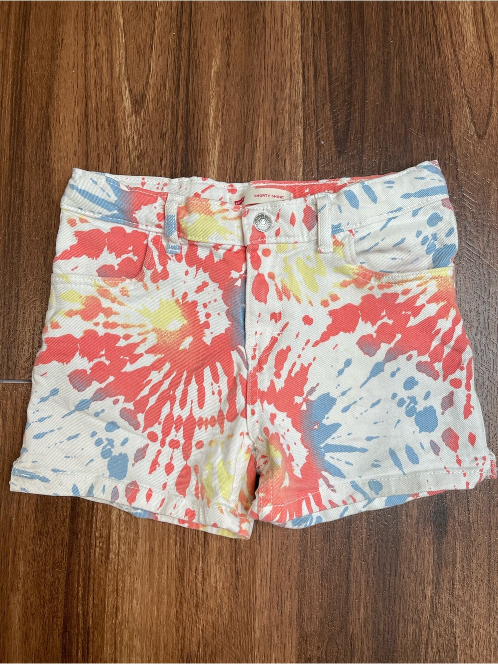 Levi's Shorty Short Size 12 REG Multicolor Tie Dye Denim Shorts